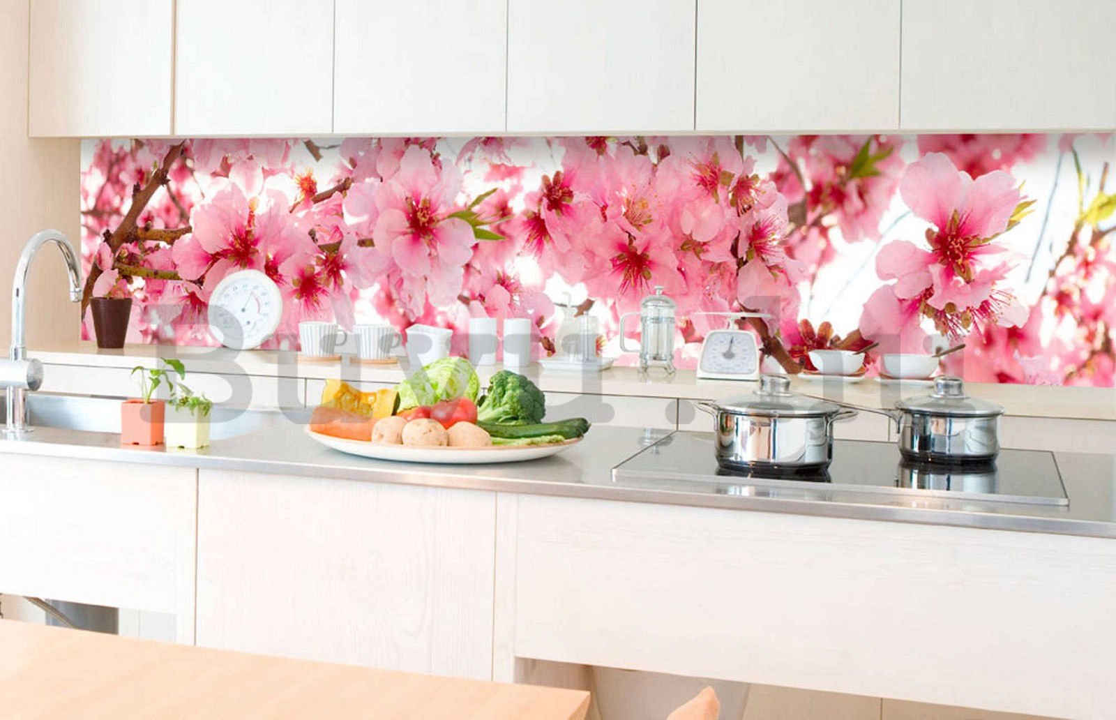 Öntapadós mosható tapéta konyhába - Virágzó almafa, 350x60 cm