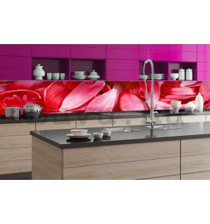 Öntapadós mosható tapéta konyhába - Piros szirmok, 350x60 cm