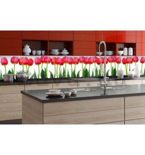 Öntapadós mosható tapéta konyhába - Piros tulipánok, 350x60 cm