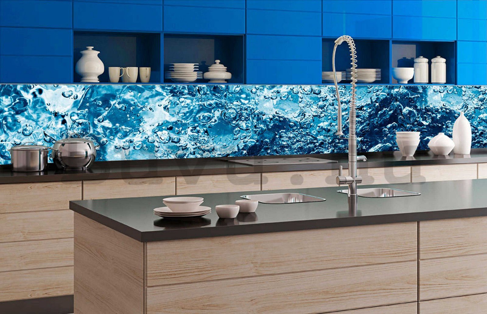 Öntapadós mosható tapéta konyhába - Szénsavas víz, 350x60 cm