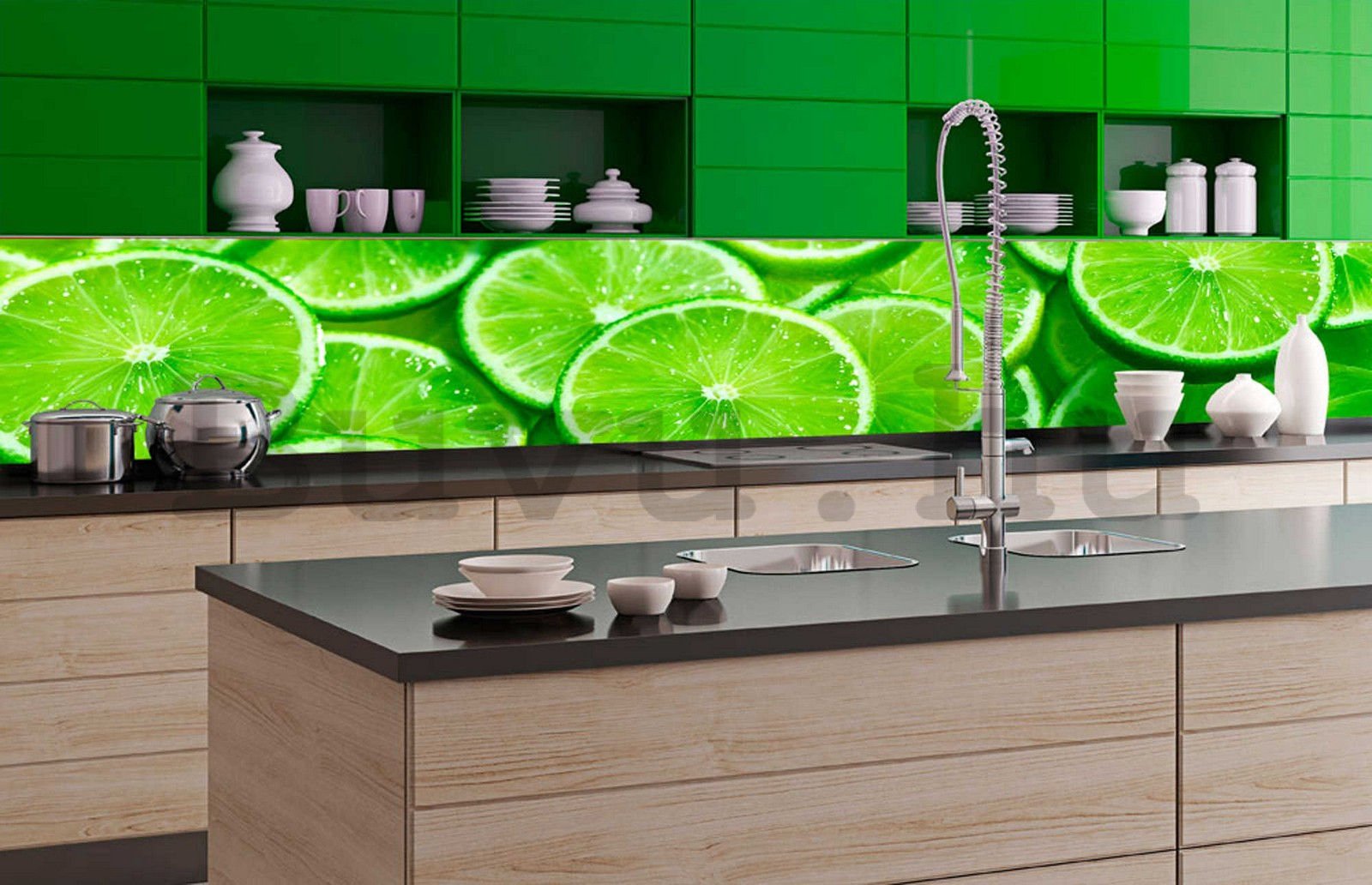 Öntapadós mosható tapéta konyhába - Limes, 350x60 cm