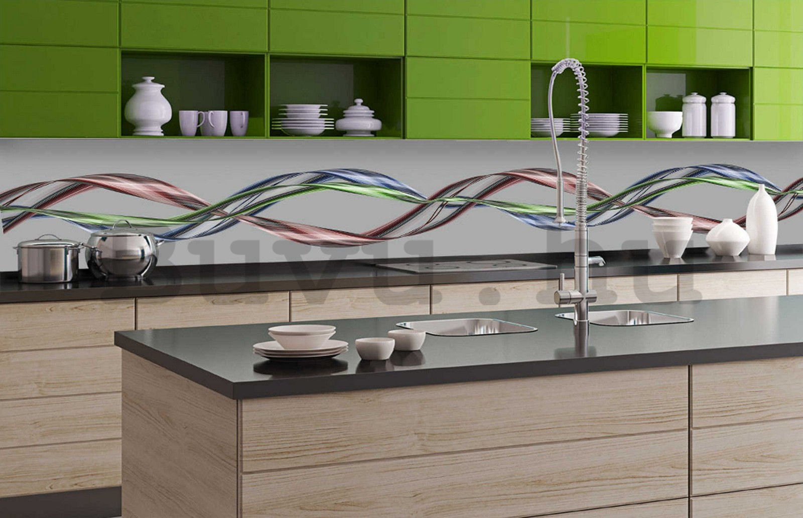 Öntapadós mosható tapéta konyhába - Fényes hullámok, 350x60 cm