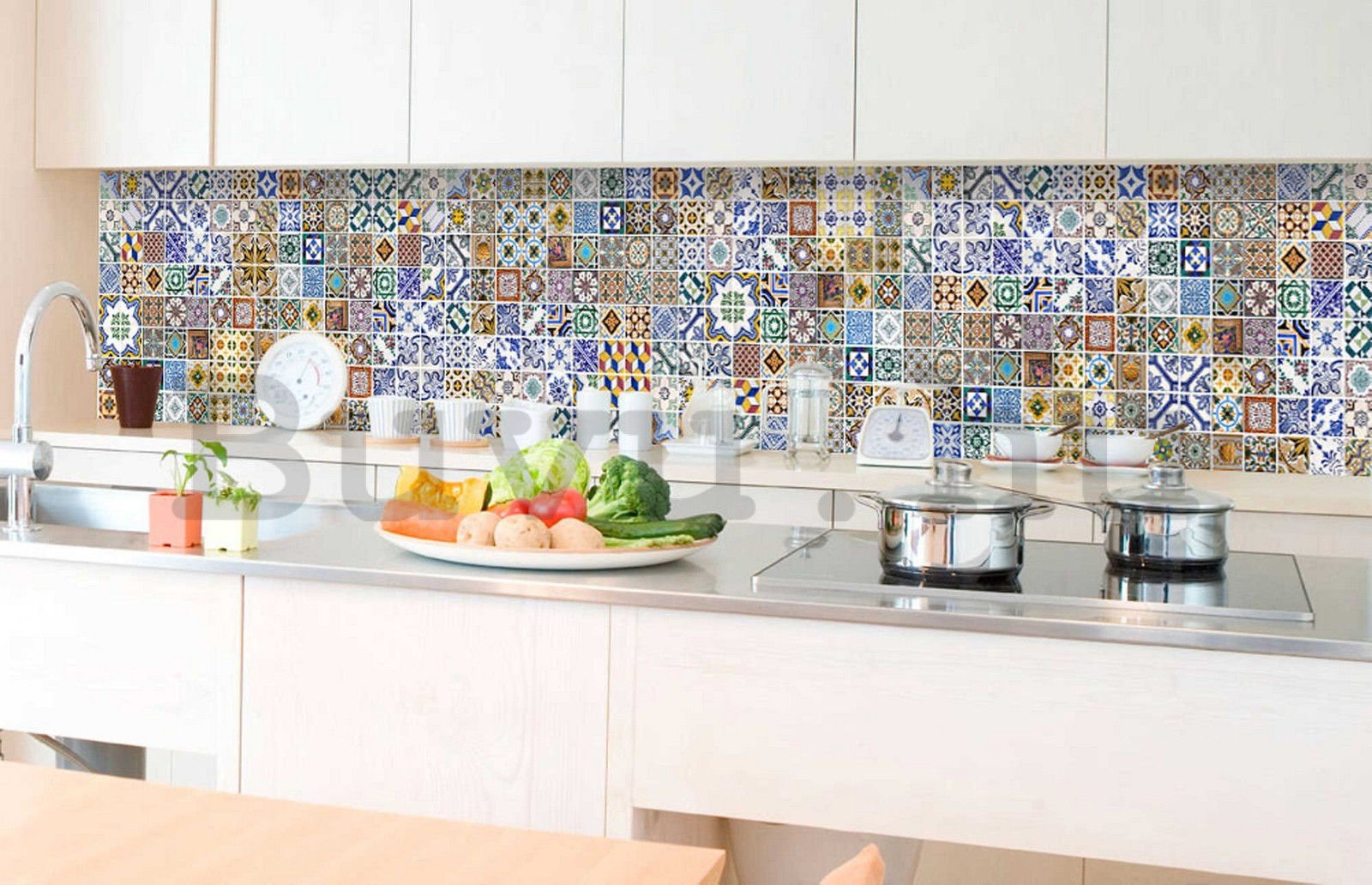 Öntapadós mosható tapéta konyhába - Portugál csempe, 350x60 cm