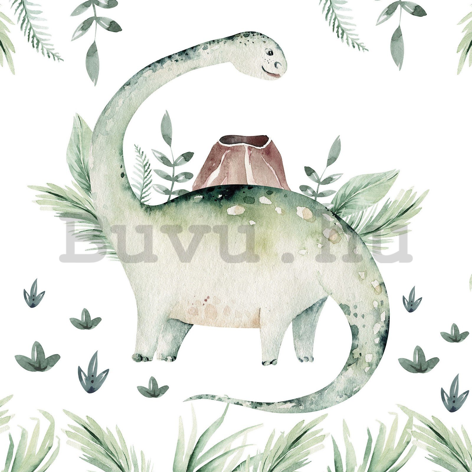 Vlies fotótapéta: Dinoszaurusz páfrányokban - 368x254 cm