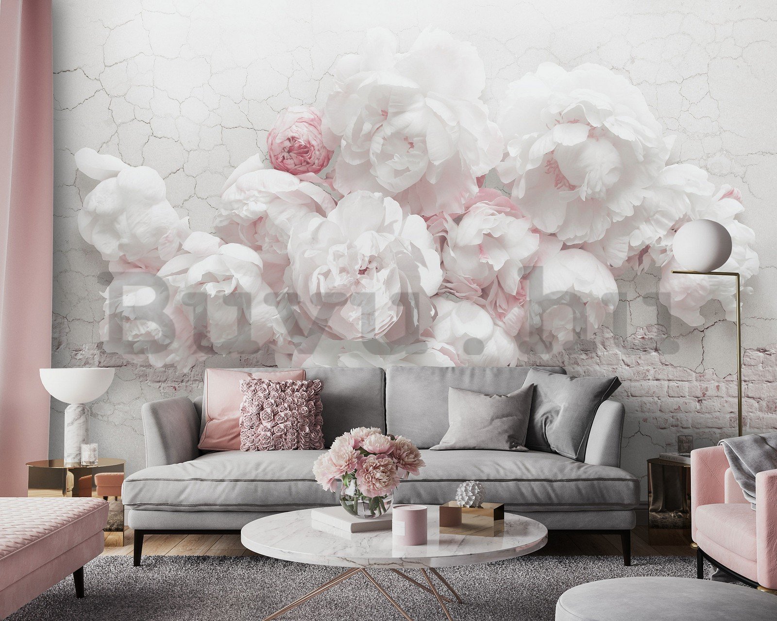 Vlies fotótapéta: Fehér rózsák a falon - 254x184 cm