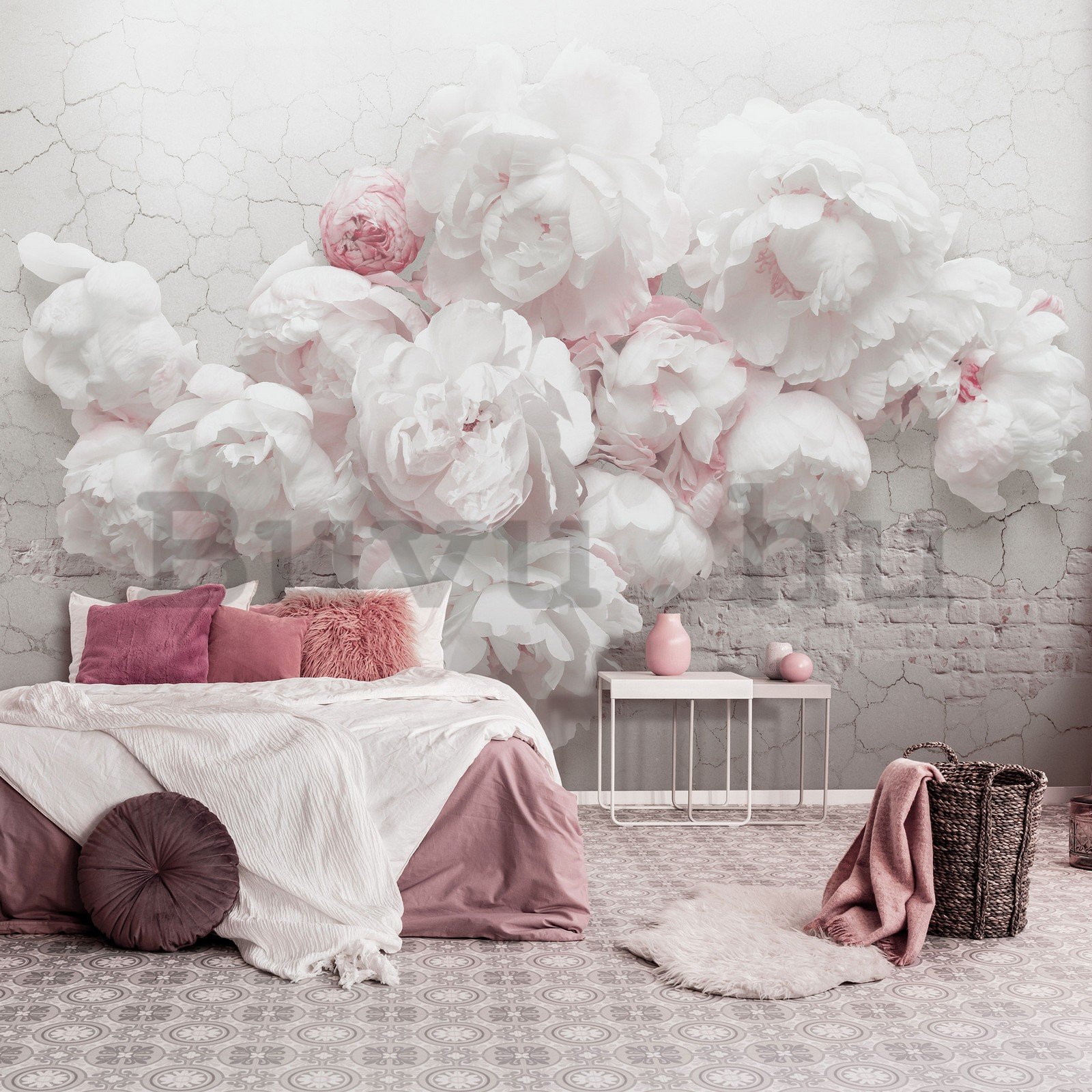 Vlies fotótapéta: Fehér rózsák a falon - 368x254 cm