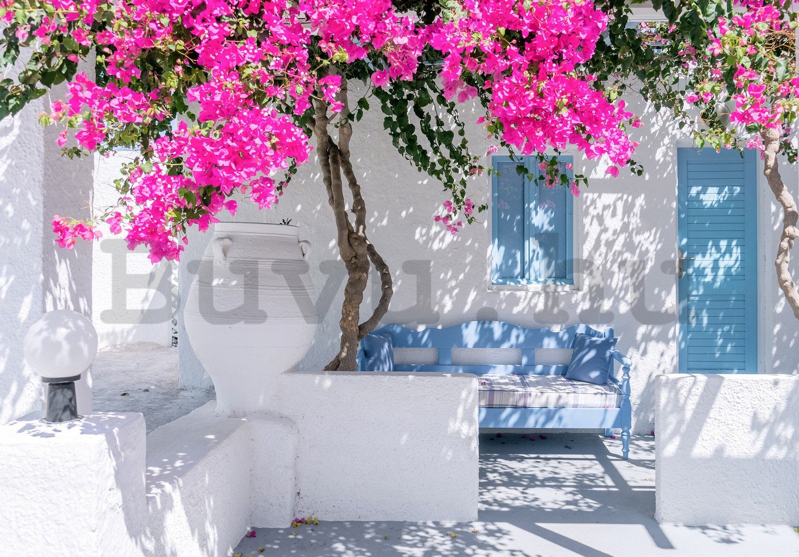 Vlies fotótapéta: Görög utcai virágok (2) - 416x254 cm