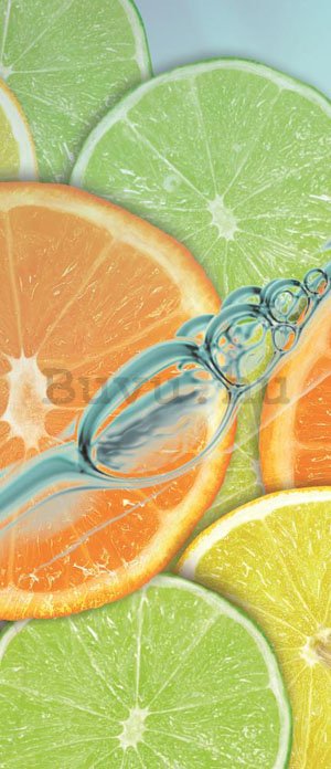 Öntapadós fotótapéta: Narancsok és zöld citromok - 211x91 cm