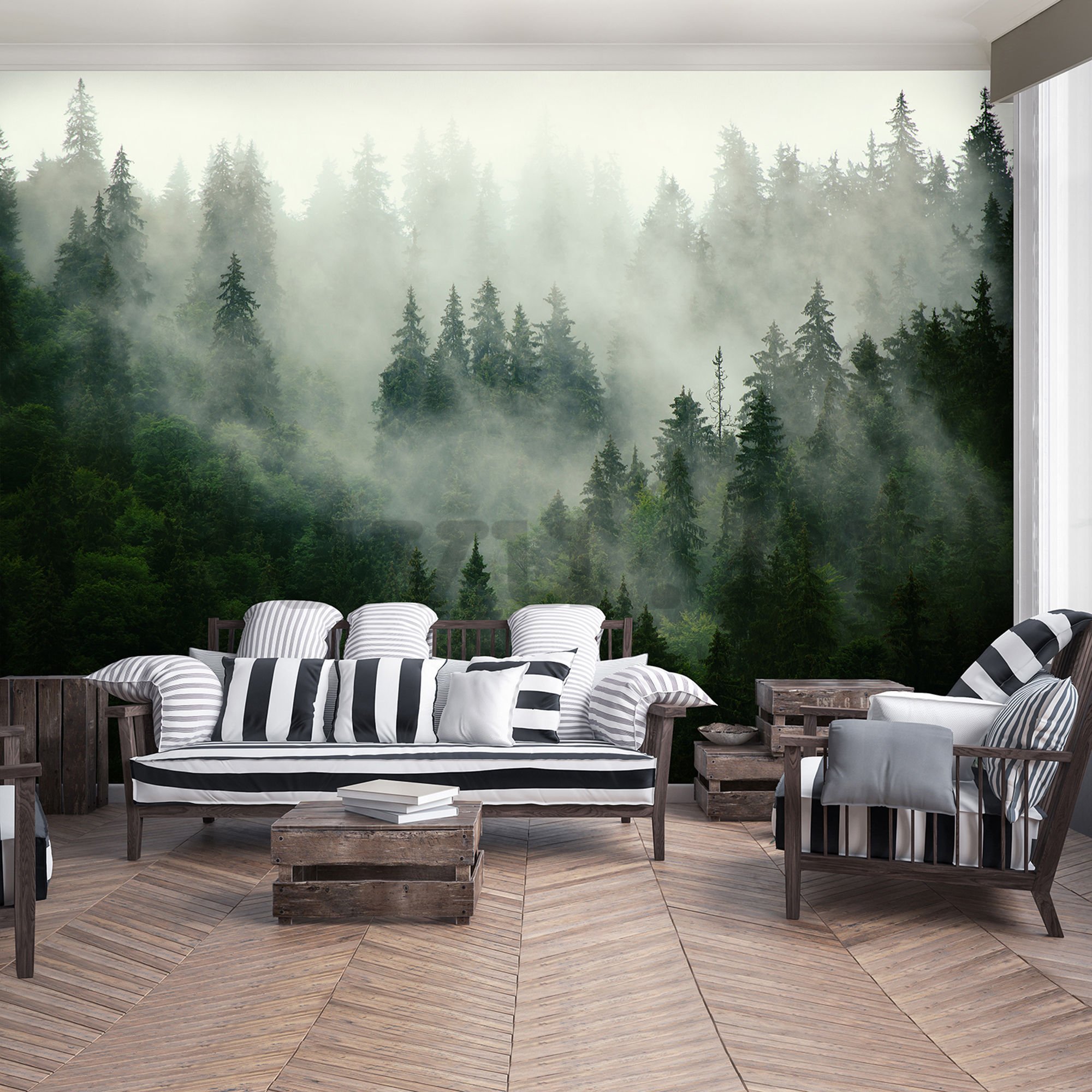 Vlies fotótapéta: Köd az erdő felett (1) - 208x146 cm