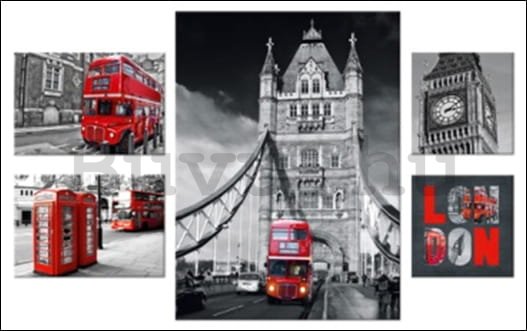 Vászonkép: London tereptárgyak - készlet 1db 48x66cm, 2db 32x21.8cm és 2db 21.8x21.8cm