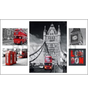 Vászonkép: London tereptárgyak - készlet 1db 48x66cm, 2db 32x21.8cm és 2db 21.8x21.8cm