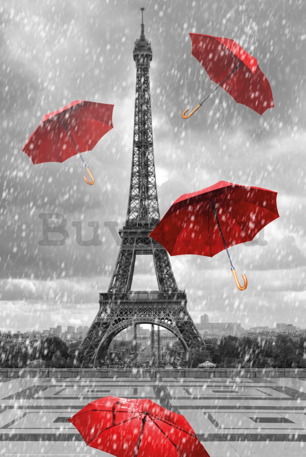 Poster: Eiffel-torony és esernyők
