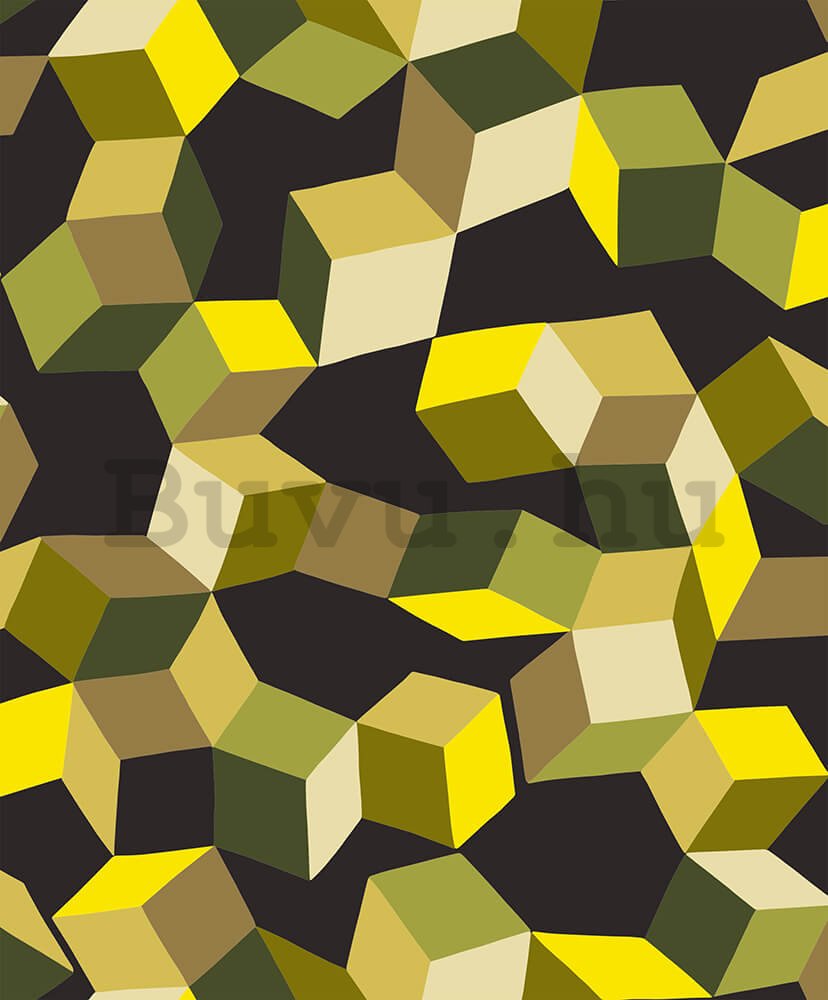 Vinyl tapéta 3D-s sárga-fekete geometriai minták