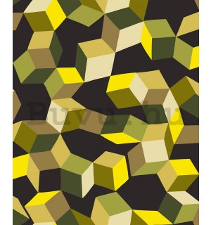 Vinyl tapéta 3D-s sárga-fekete geometriai minták