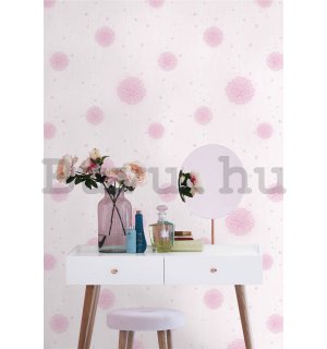 Mosható vinyl tapéta rózsaszín háttéren apró rózsaszín virágok