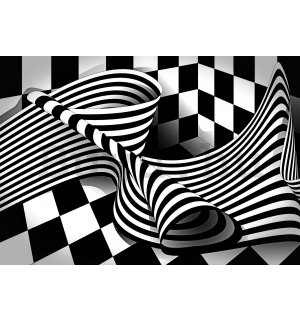 Vlies fotótapéta: Fekete-fehér illúzió - 254x184 cm
