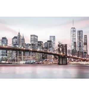 Vlies fotótapéta: Megvilágított Brooklyn híd - 368x254 cm