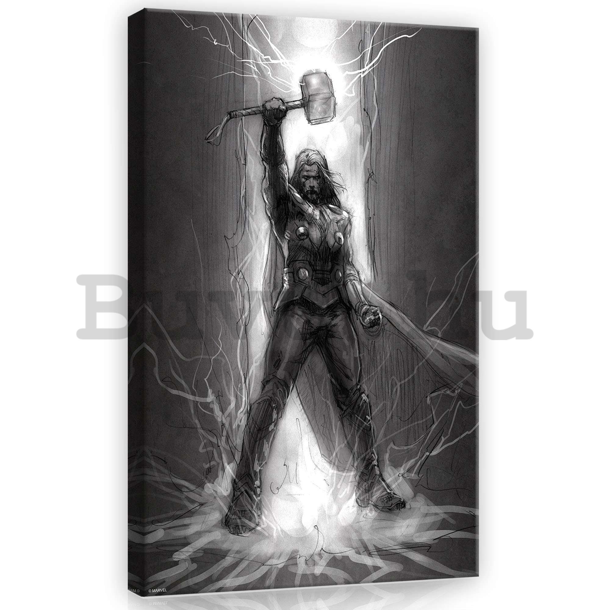 Vászonkép: Thor (fekete-fehér) - 60x40 cm