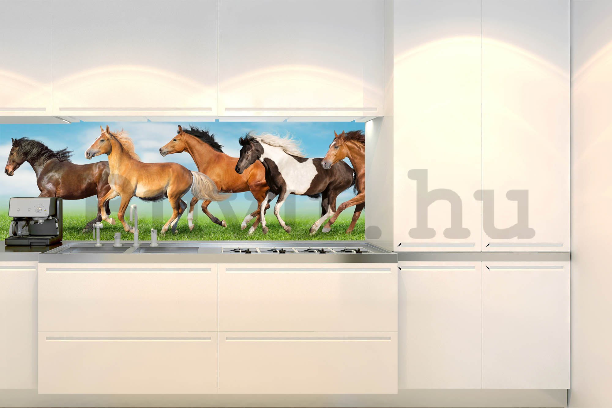 Öntapadós mosható tapéta konyhába - Lovak, 180x60 cm