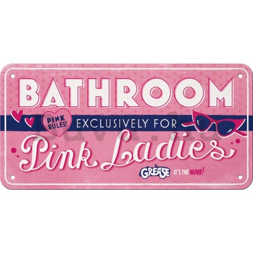 Fémtáblák: Pink Ladies Bathroom - 20x10 cm