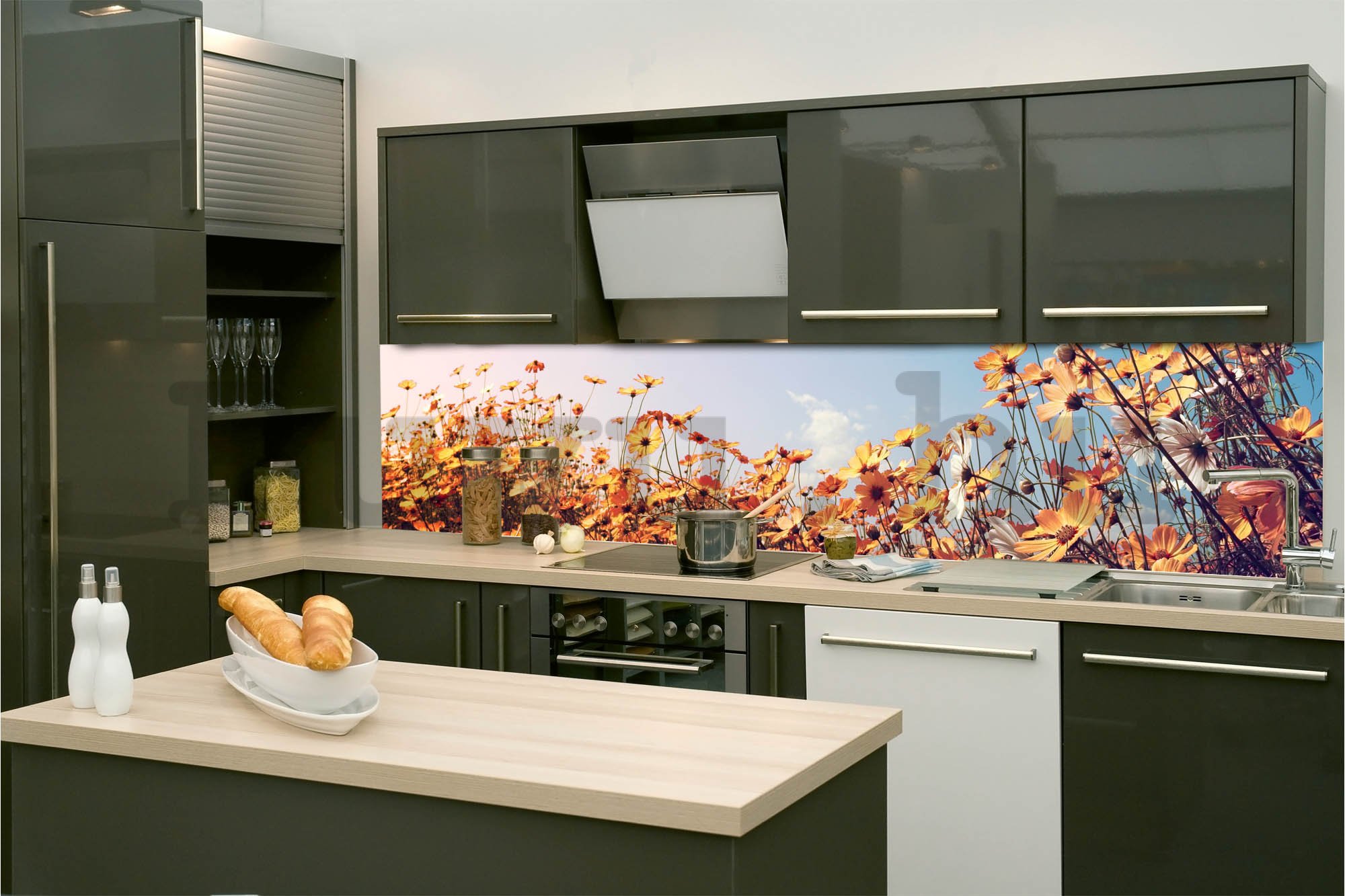 Öntapadós mosható tapéta konyhába - Százszorszépek sárga, 260x60 cm