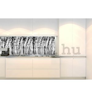 Öntapadós mosható tapéta konyhába - Fekete-fehér fű, 180x60 cm