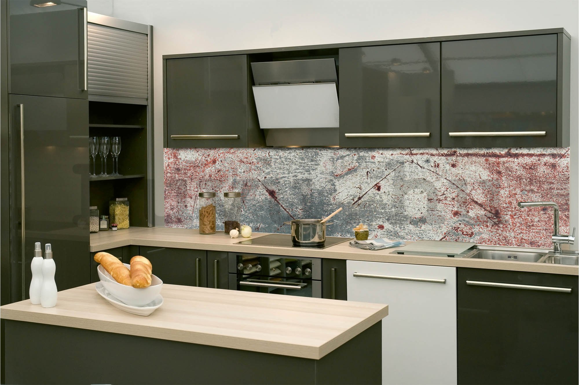 Öntapadós mosható tapéta konyhába - Rozsdás fal, 260x60 cm