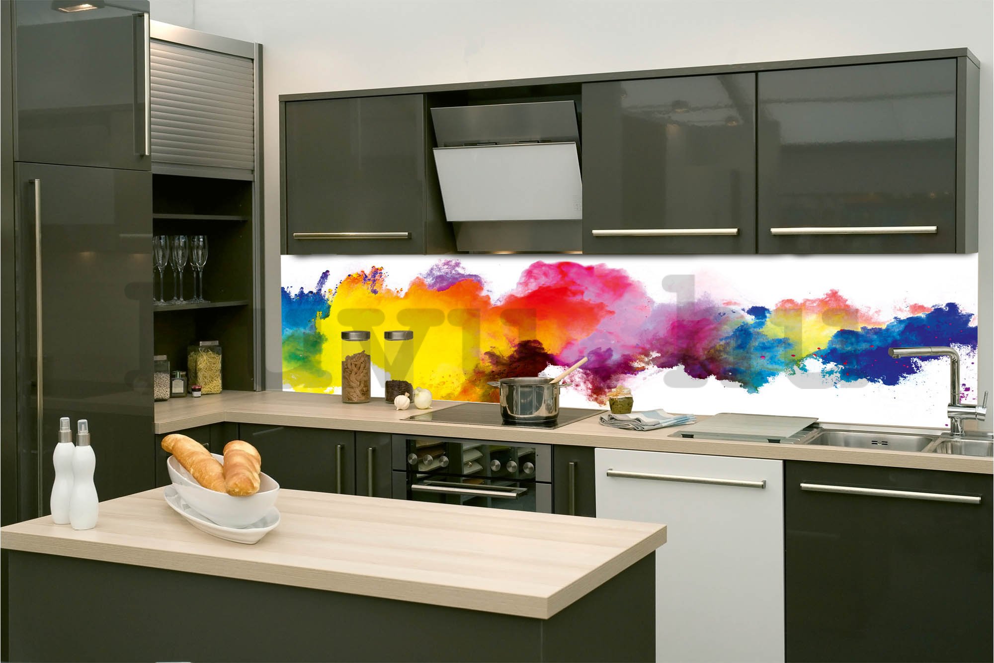 Öntapadós mosható tapéta konyhába - A színek robbanása, 260x60 cm