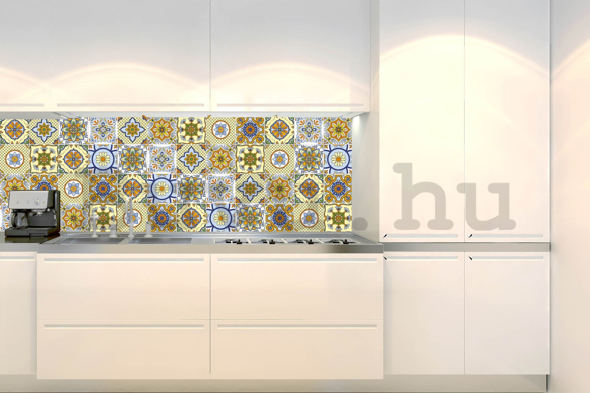 Öntapadós mosható tapéta konyhába - Ornamental Tiles Yellow , 180x60 cm