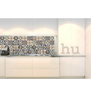 Öntapadós mosható tapéta konyhába - Csempe kék, 180x60 cm