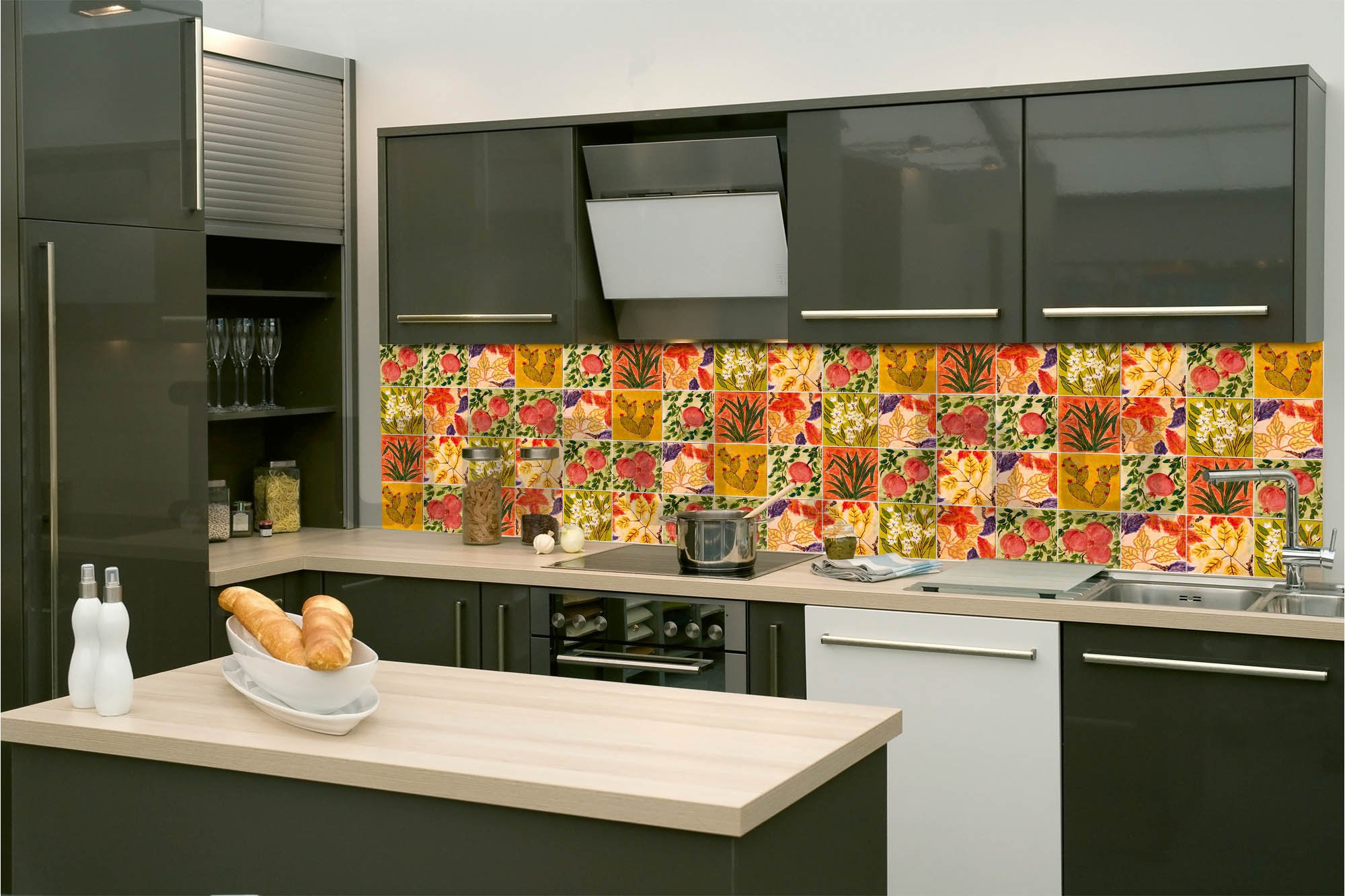 Öntapadós mosható tapéta konyhába - Festett csempe, 260x60 cm
