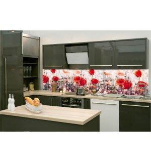 Öntapadós mosható tapéta konyhába - Pipacs virágok 260x60 cm