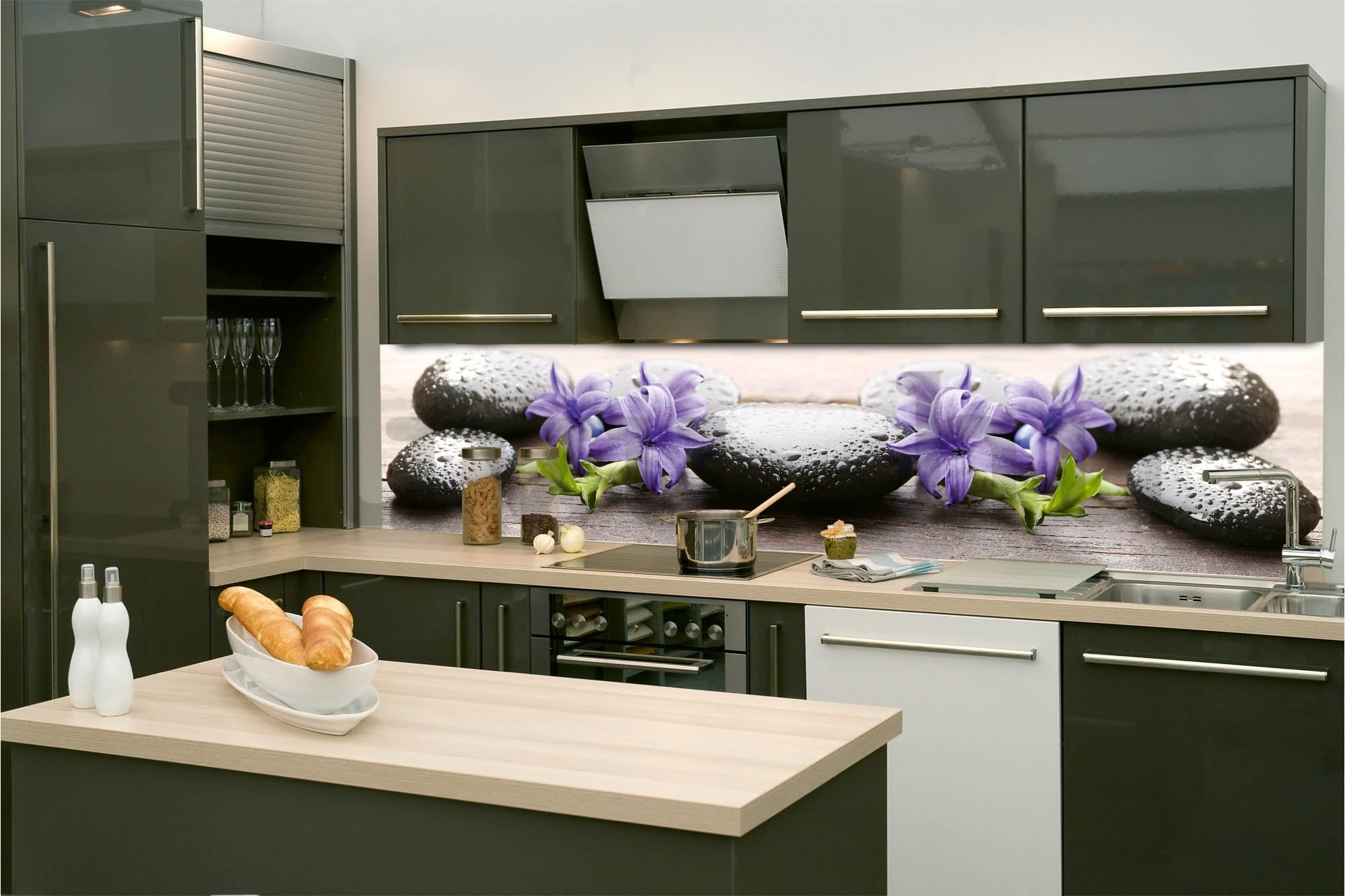 Öntapadós mosható tapéta konyhába - Spa forró kövek, 260x60 cm