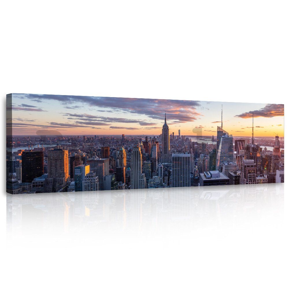 Vászonkép: Manhattan esti kilátása - 145x45 cm