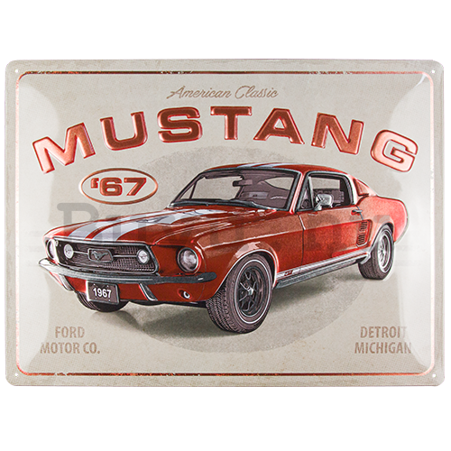 Fémtáblák: Ford Mustang GT 1967 Red Metallic Edition - 40x30 cm