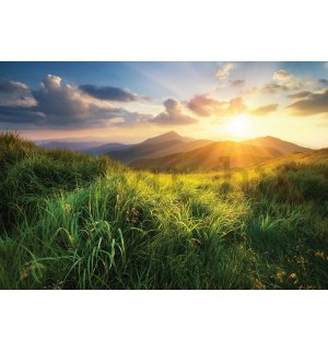 Vlies fotótapéta: Napfelkelte a hegyekben - 254x184 cm