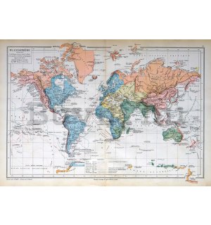 Vlies fotótapéta: Francia világtérkép (Vintage) - 152,5x104 cm