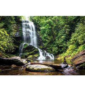 Vlies fotótapéta: Fehér vízesés az erdőben - 416x254 cm
