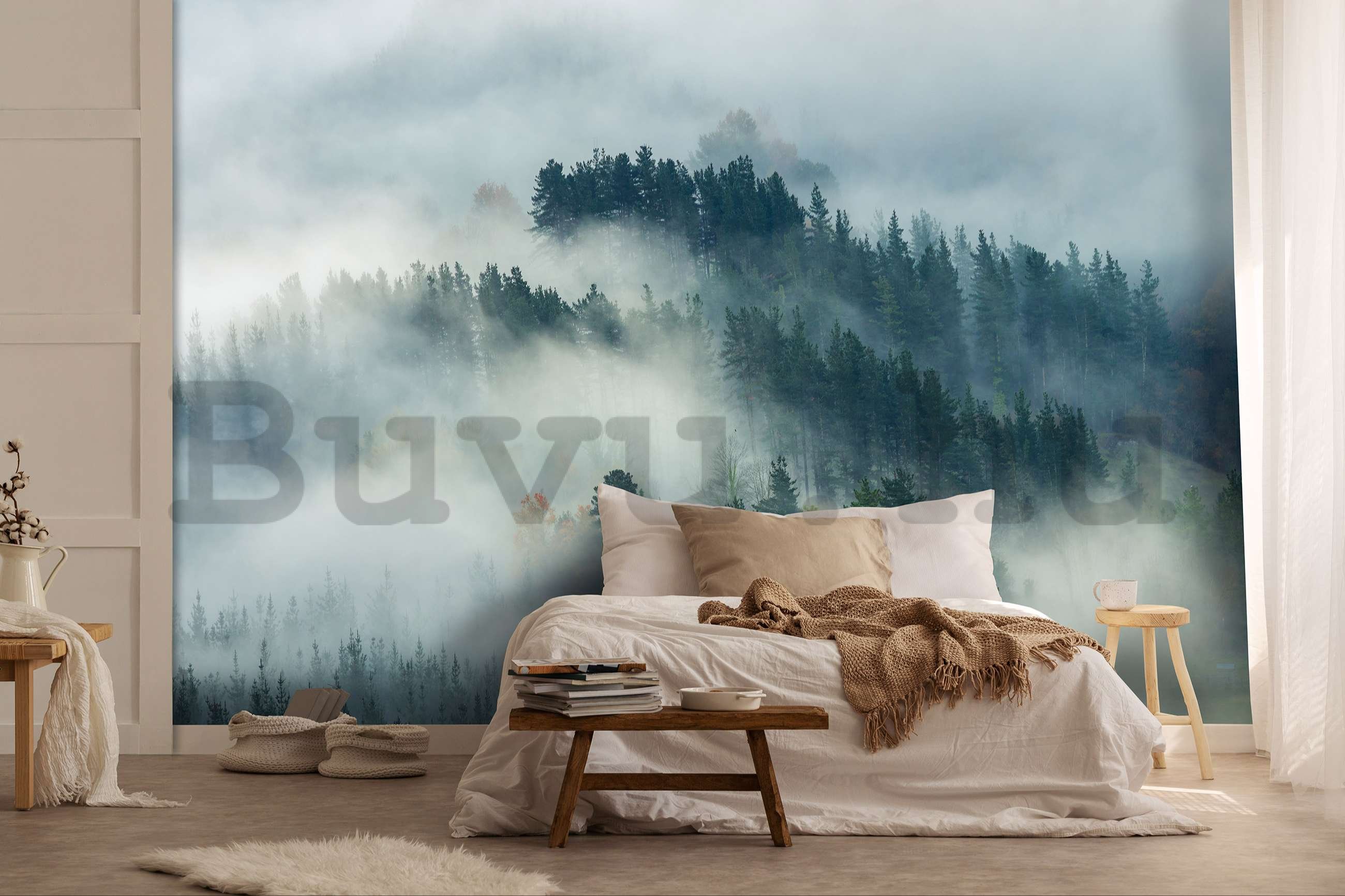Vlies fotótapéta: Köd az erdő felett (4) - 254x184 cm