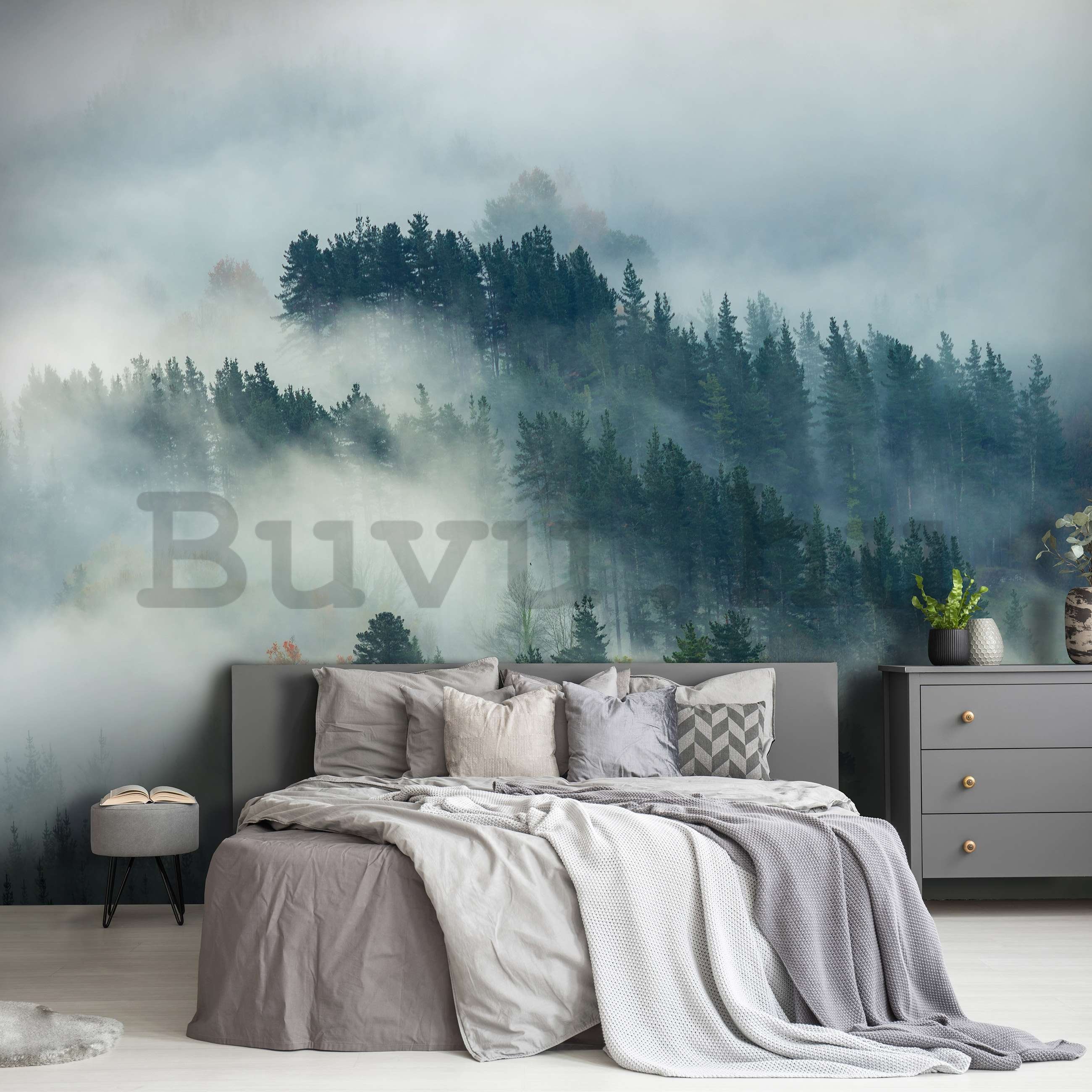 Vlies fotótapéta: Köd az erdő felett (4) - 254x184 cm