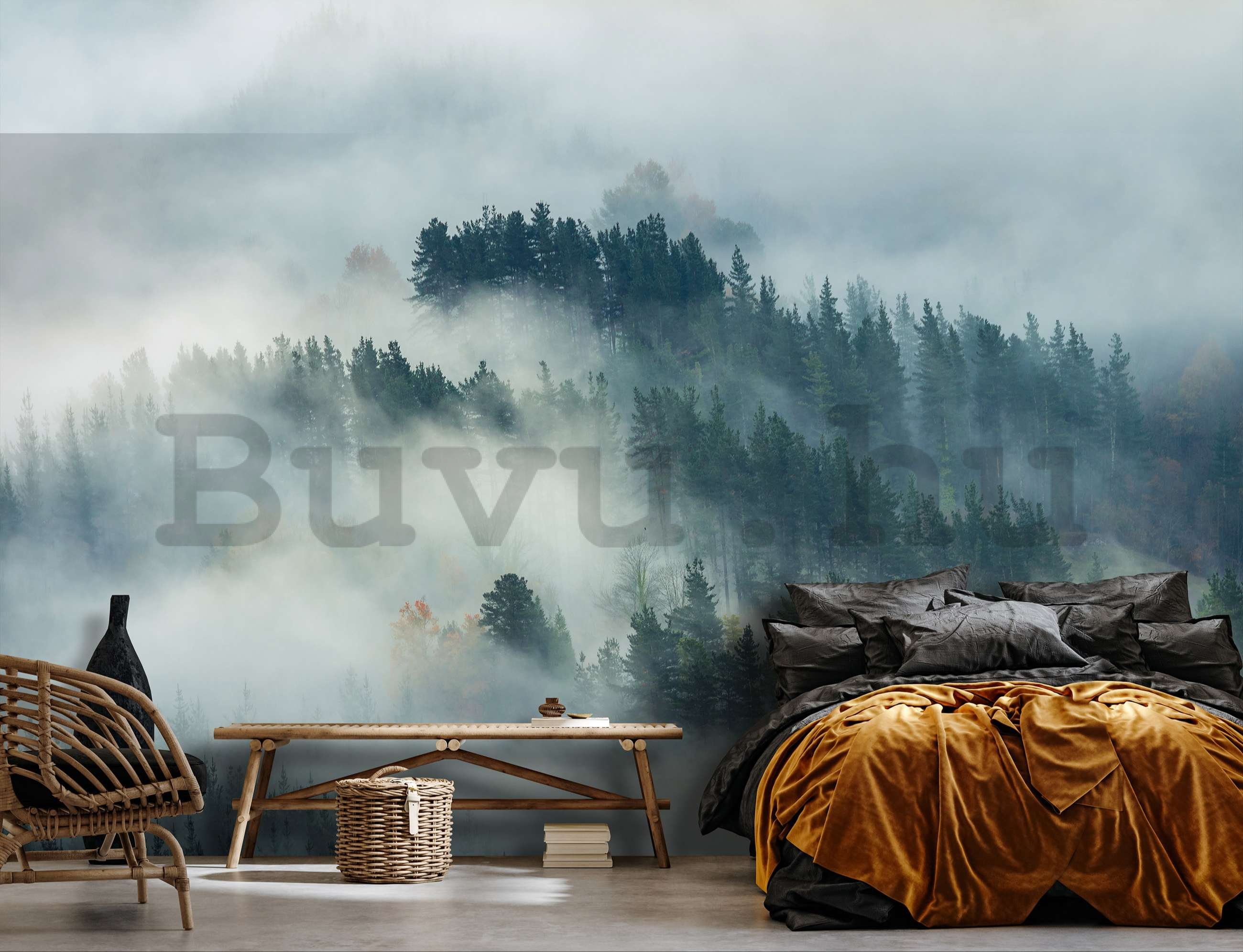 Vlies fotótapéta: Köd az erdő felett (4) - 368x254 cm