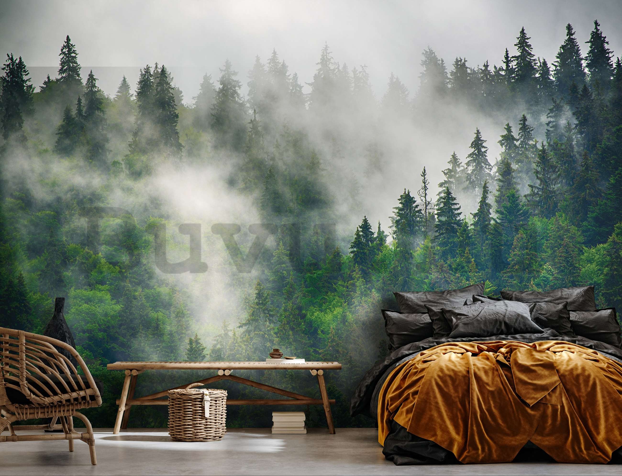Vlies fotótapéta: Köd az erdő felett (5) - 416x254 cm
