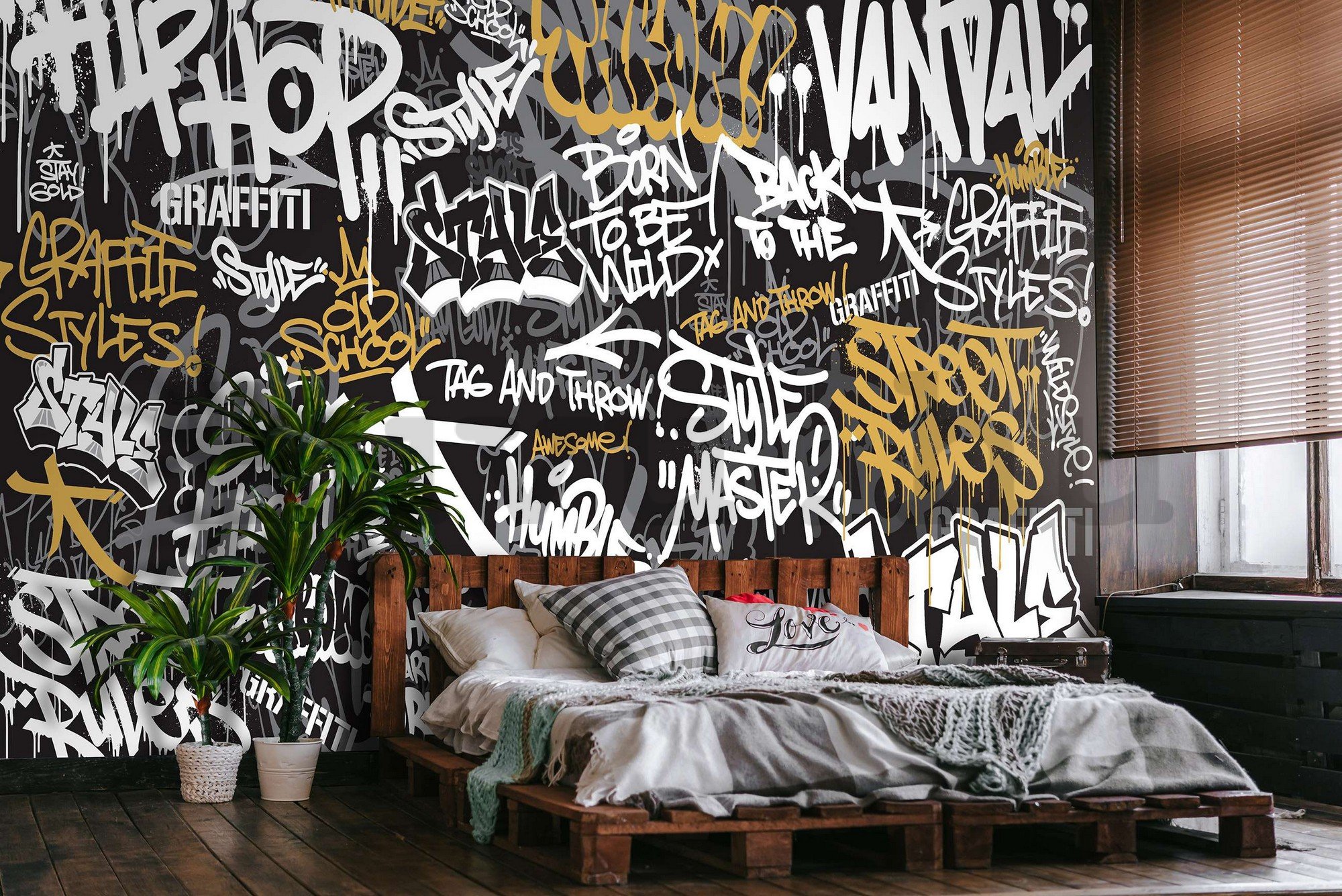 Vlies fotótapéta: Graffiti (háromszínű) - 254x184 cm