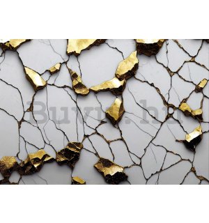 Vlies fotótapéta: Arany márvány csillogás utánzata fehér falakkal - 368x254 cm
