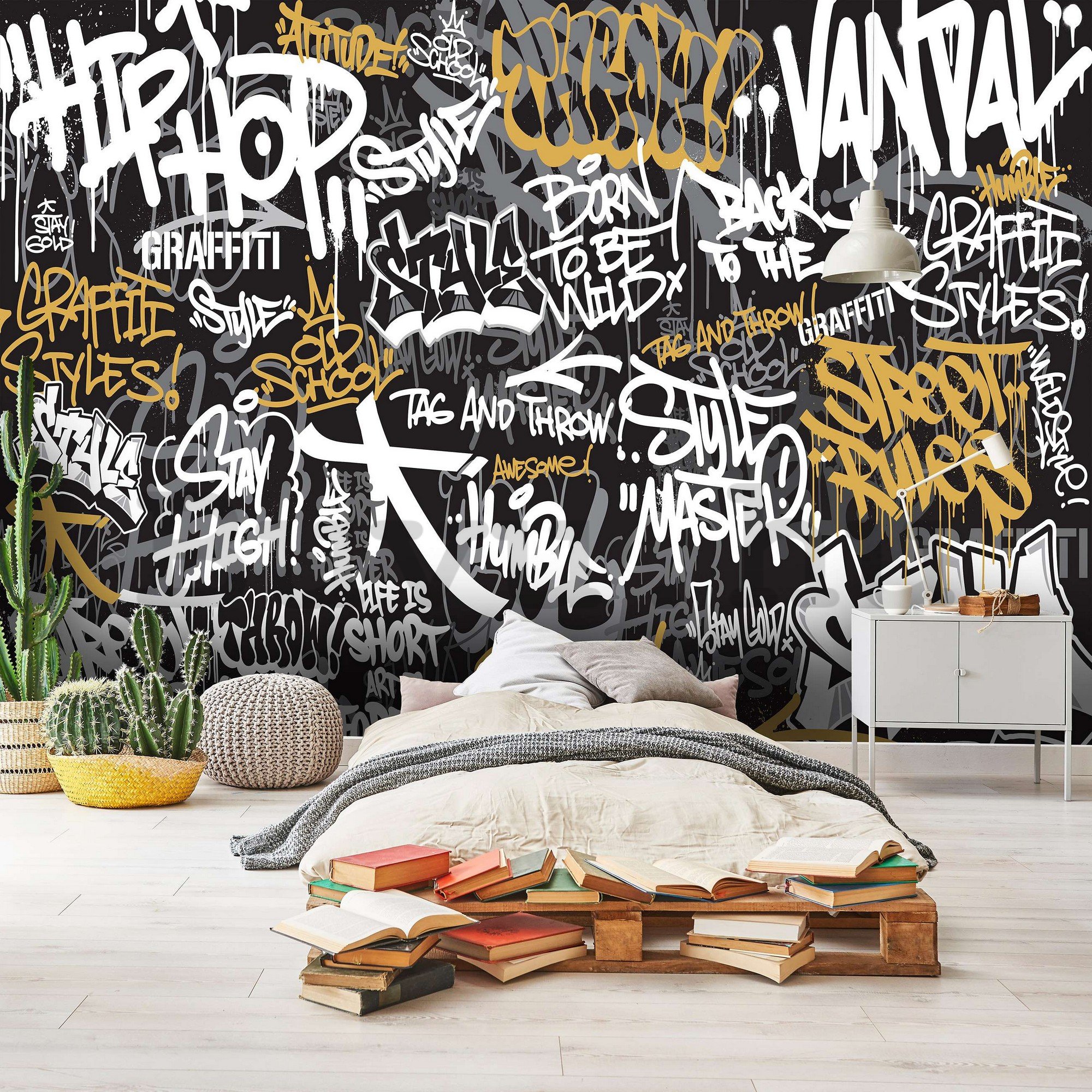 Vlies fotótapéta: Graffiti (háromszínű) - 368x254 cm