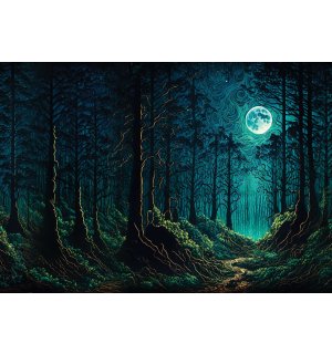 Vlies fotótapéta: Elvarázsolt erdő a holdfényben - 368x254 cm
