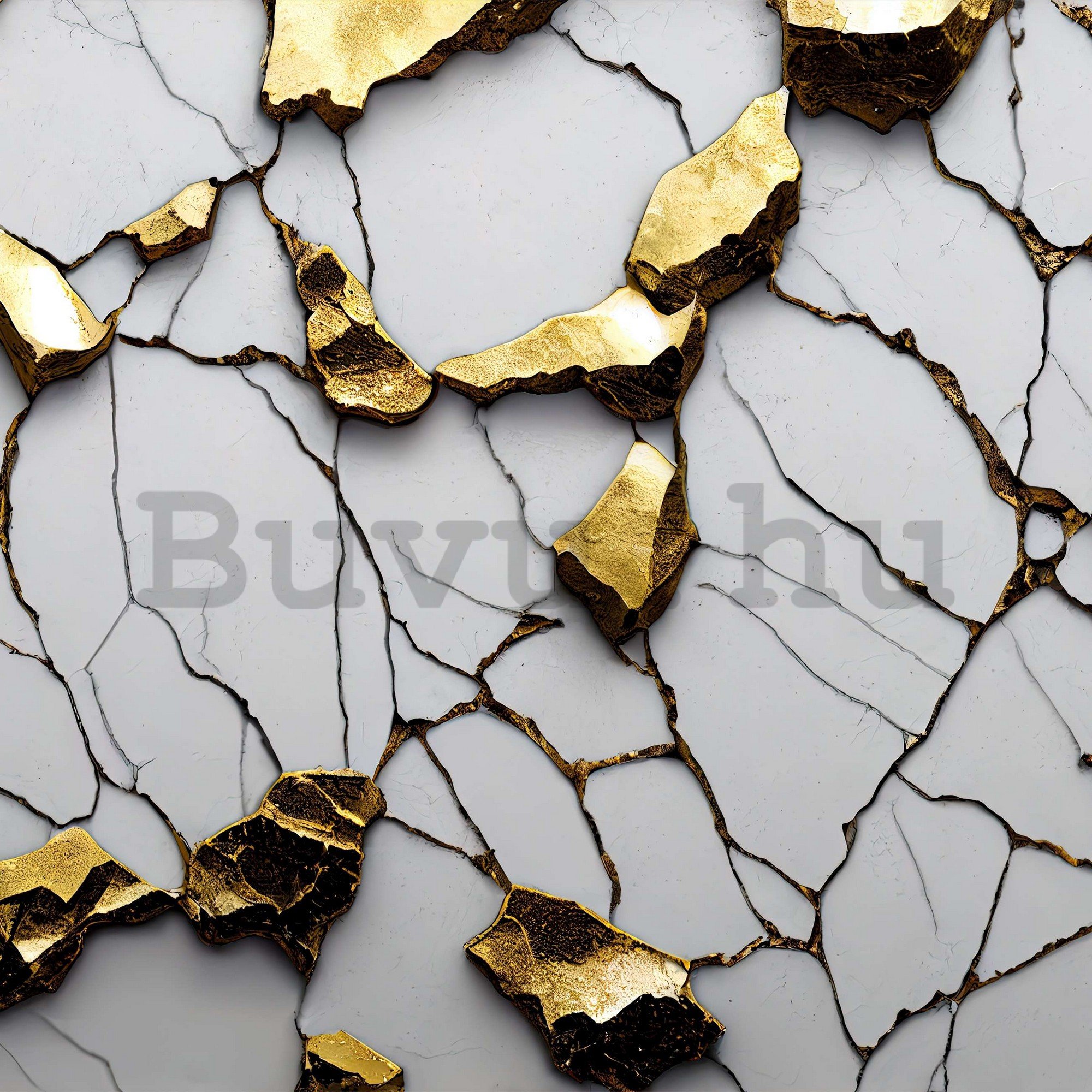 Vlies fotótapéta: Arany márvány csillogás utánzata fehér falakkal - 416x254 cm