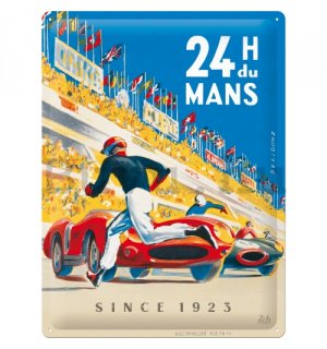 Fémtáblák: Buvu Metal sign: 24h Le Mans Racing Poster Blue - 30x40 cm