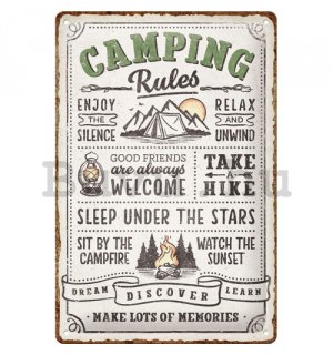 Fémtáblák: Camping rules - 30x20 cm