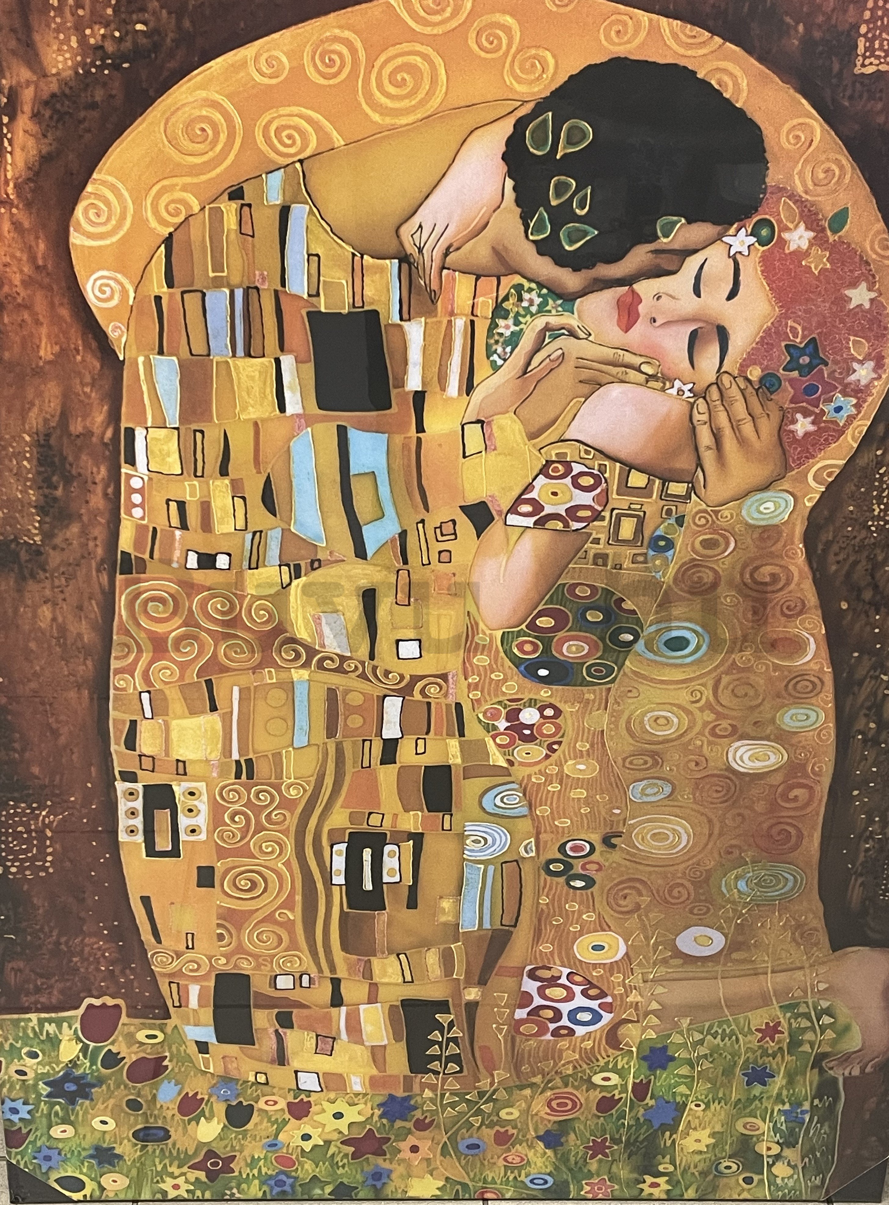Vászonkép: Csók, Gustav Klimt - 75x100 cm